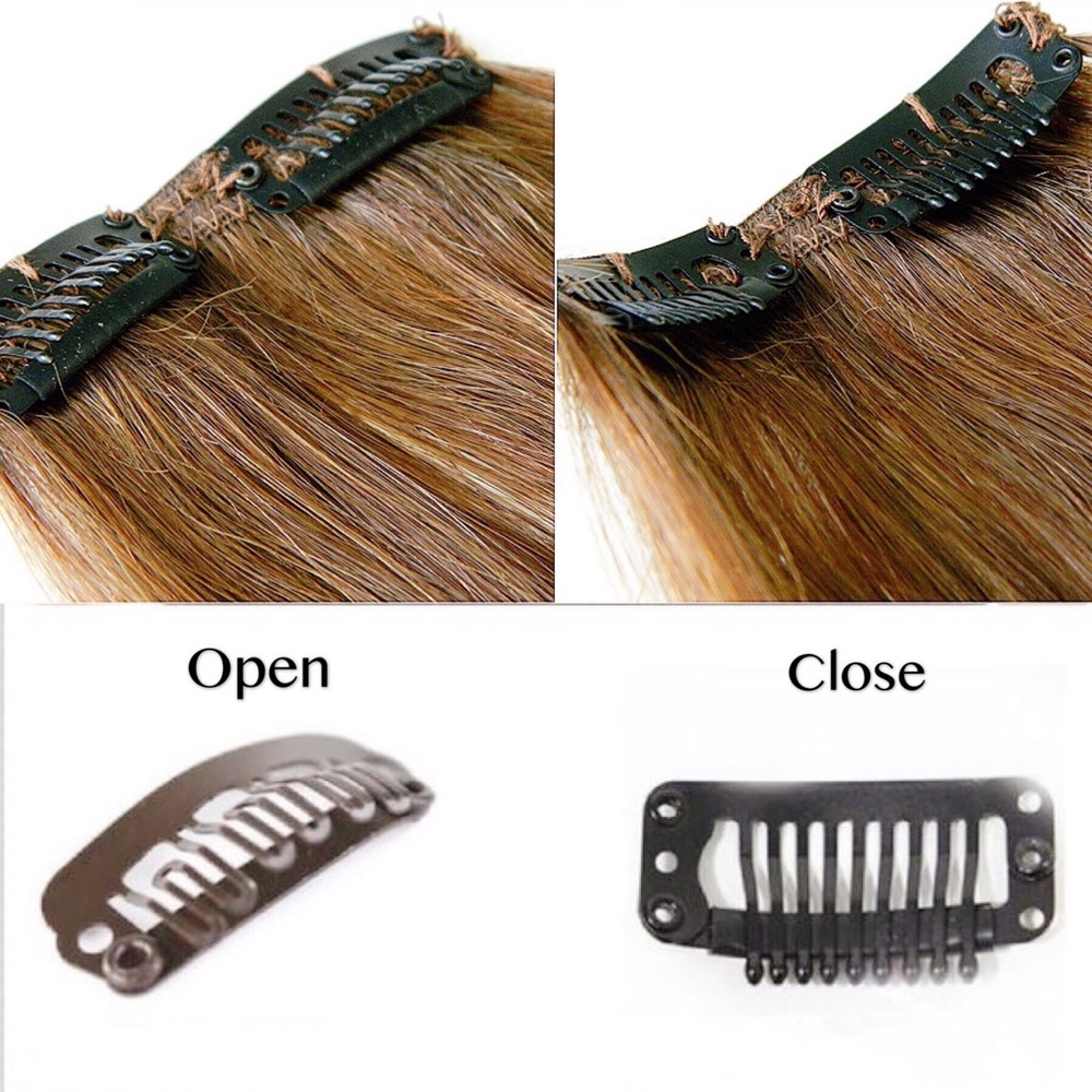 Clip in hair extensions 7pcs ombre synthetic fiber - Picture 7 of 8